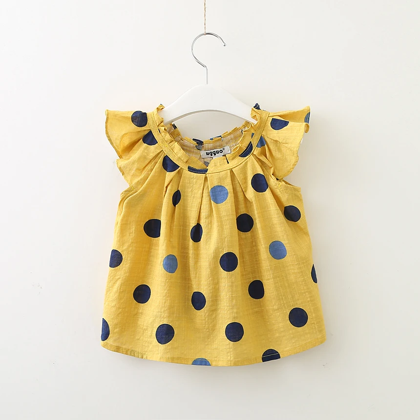 Girls Summer Blouses Polka Dot Print Toddler Girl Cotton Tops Children