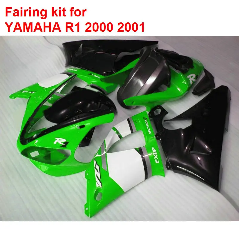 

Motorcycle unpainted bodywork fairing kit for Yamaha YZFR1 2000 2001 green black white fairings set YZF R1 00 01 BA103