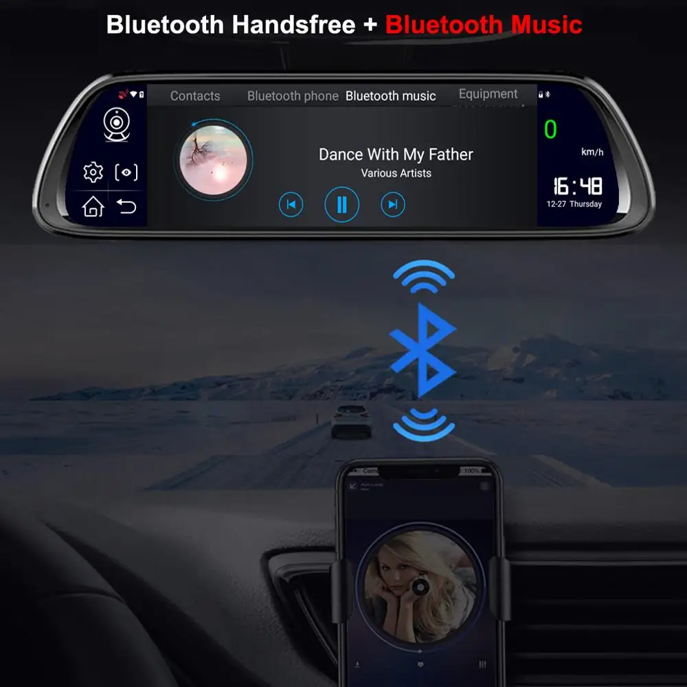 Видеорегистратор автомобильный 4G ADAS 10 дюймов Android 8 1 зеркало заднего