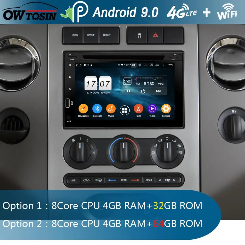 Автомобильный DVD-радиоприемник 7 дюймов IPS 8 ядер 4 гб + 64 Android 9 0 GPS для Ford F150 Mustang