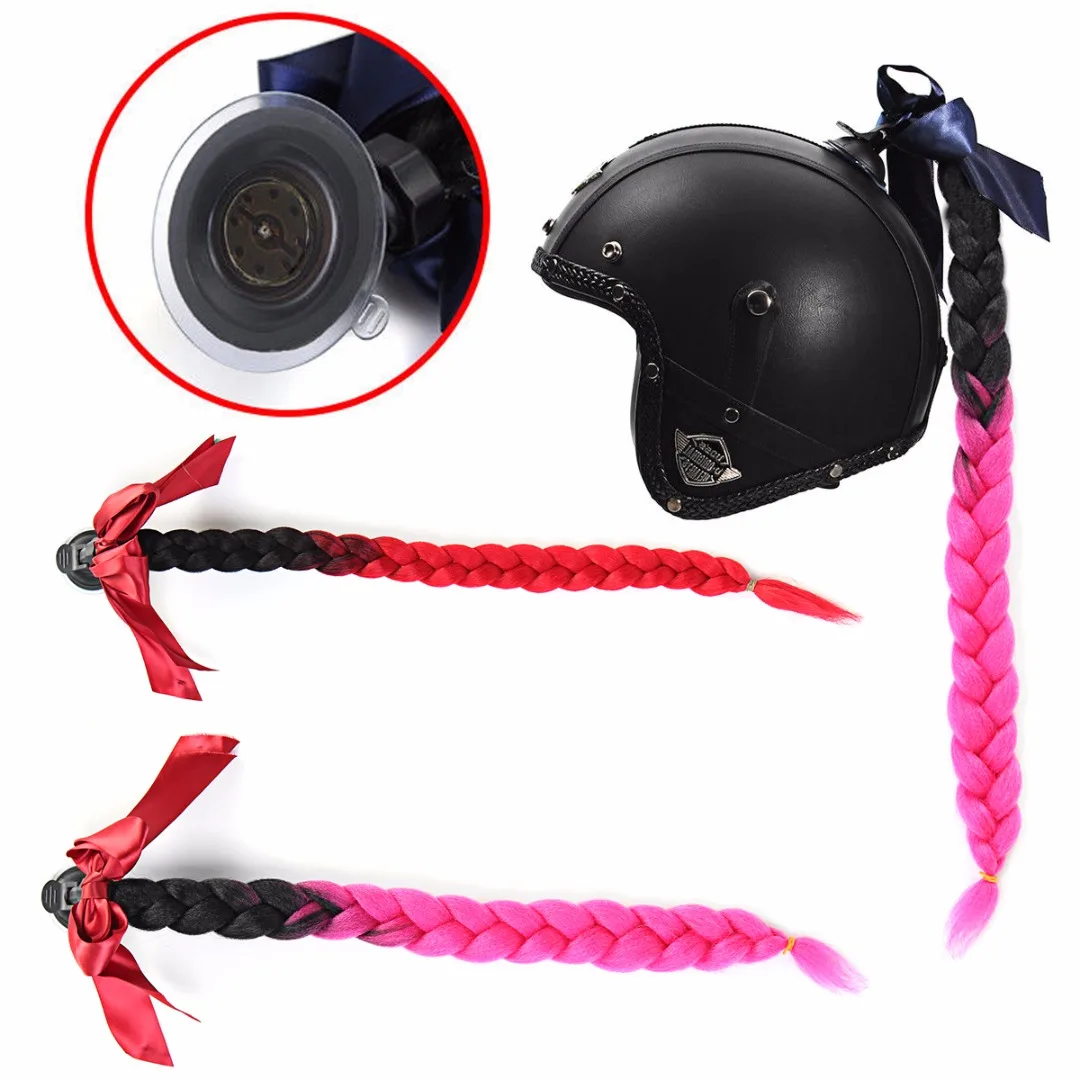 

Protective Gear 1pc Motorcycle Helmet Braid Gradient Ramp Sucker Removable Pigtail Ponytail 2 Colors