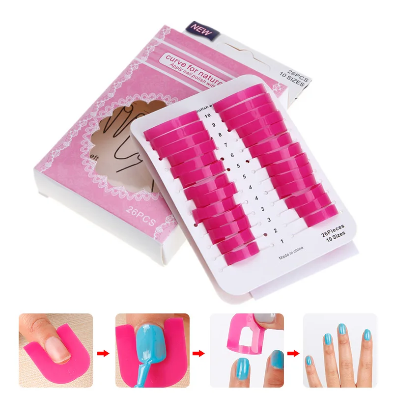 

26pcs/lot Plastic Nail Polish Anti-overflow Clamp Pink DIY Manicure Finger Nail Tips Protector Reusable Nail Art Tools