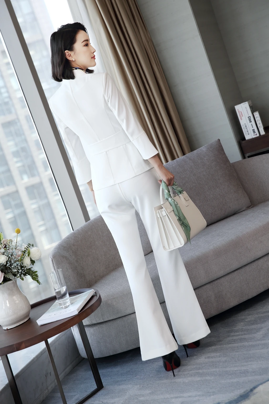 2018 Весенние новые модные деловые женские комплекты из двух предметов деловой костюм рубашка блейзер + юбка элегантный темперамент