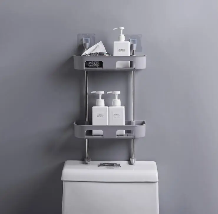 الإبداعية متعددة الوظائف المرحاض المرحاض رف متعدد الطبقات النثرية الجرف الحمام تعليق لصق تخزين الرف