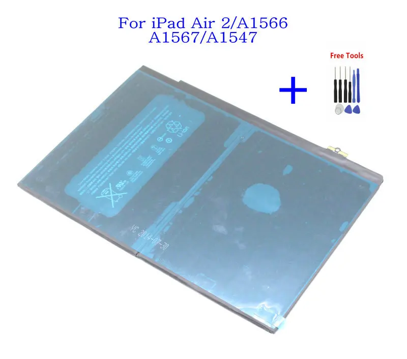 

1x 3.76V 7340mAh Internal Replacement Battery For iPad Air 2 battery For iPad 6 Air 2 A1547 A1566 A1567 + Repair Tools kit