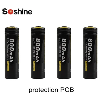 

4pcs/lot Soshine 3.7V 800mAh 14500 Li-ion Battery Rechargeable Lithium AA Battery with Protected PCB for LED Flashlight Headlamp