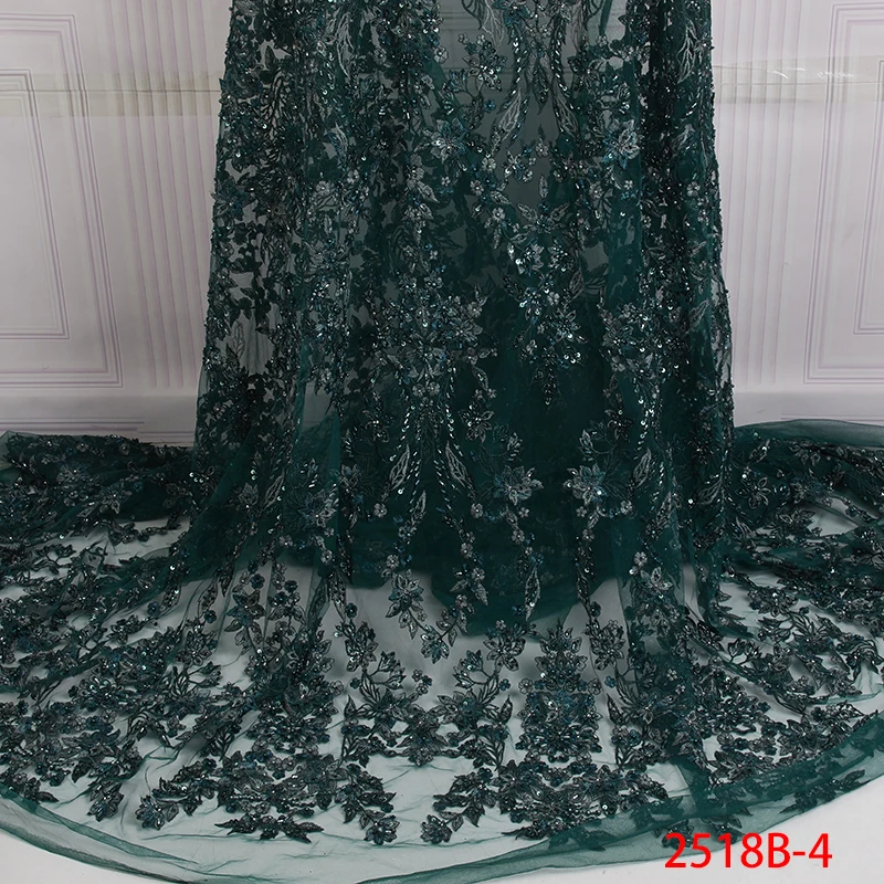 Последние Зеленые французские сетчатые кружевные ткани нигерийские кружевные ткани Роскошные кружевные ткани ручной работы с бисером кружева для женского платья APW2518B