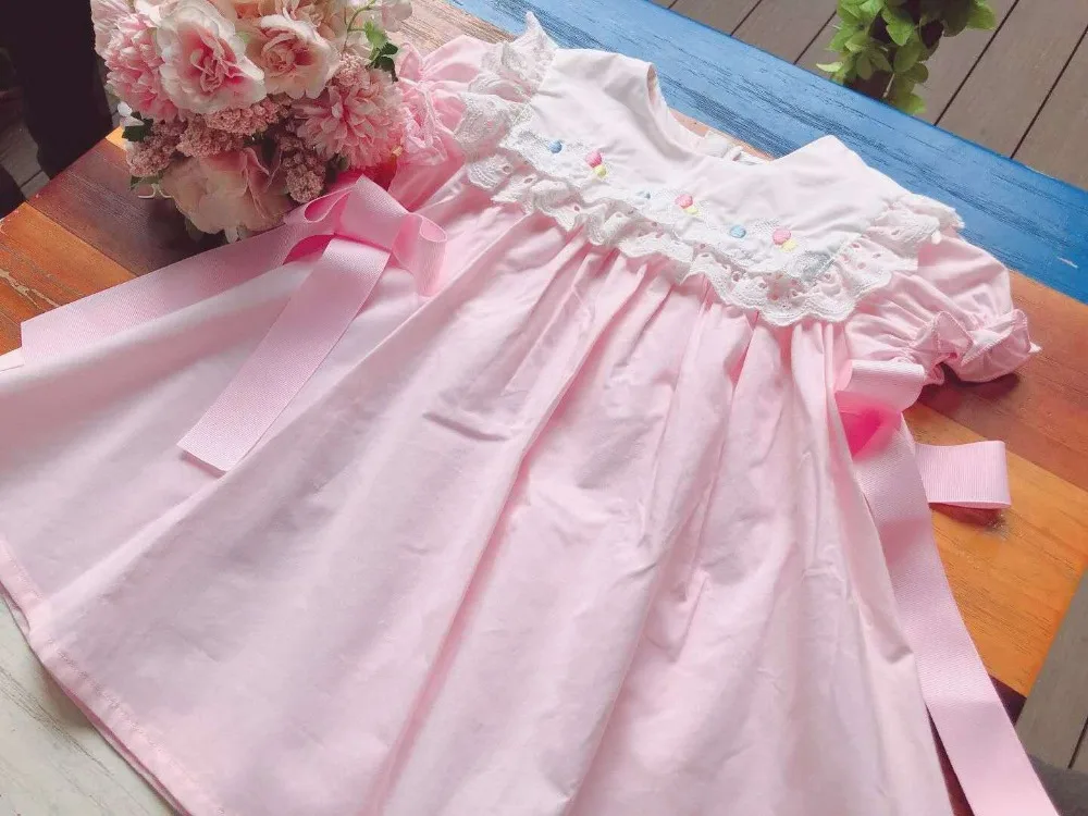 

Summer girls princess dress embroidered lace collar sweet toddler baby dresses