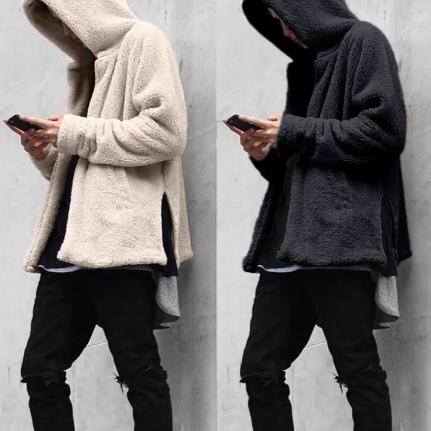 

Men men hoodies Loose Jacket Faux Fur Lambs Velvet Mens Jacket Hip Hop Streetwear Coats Casual Male Hoodies Outerwear Overcoat