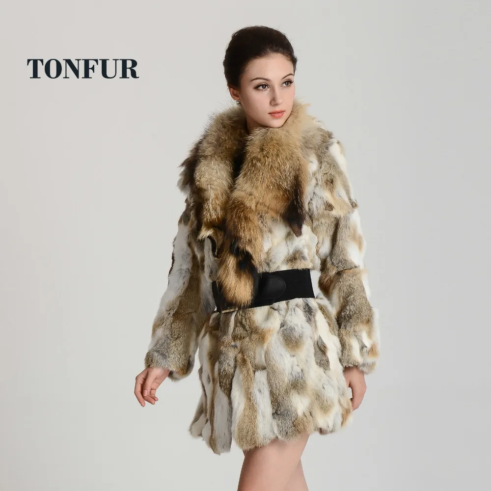 

Quality rabbit fur coat with raccoon fur /Fashion wild long women's fur clothing /Free shipping TF096