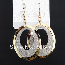 Горячая 12 пар золото P Матовый Модный Круглый Овальный Круглый Женские Висячие серьги оптом ювелирные изделия много вечерние ювелирные изделия A-926