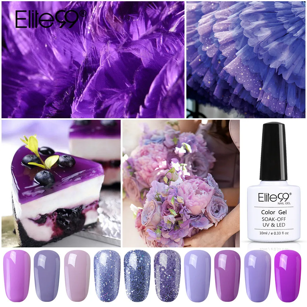 

Elite99 10ml Purple Color UV Gel Varnish Nail Polish For Manicure Gellak Semi Permanent Nails Art Primer Gel Nail Polish Lacquer