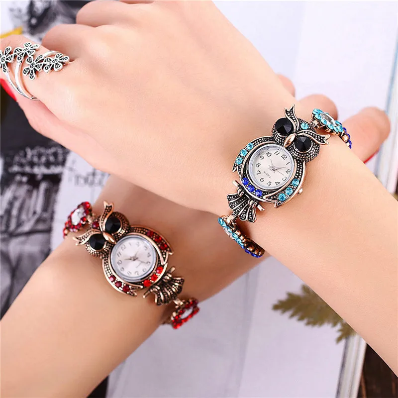 

Vintage Owl Fashion Womens Watches Quartz Ladies Watch Casual Clock Bracelet Brand Watches Gift Wrist Watch Montre Homme@50