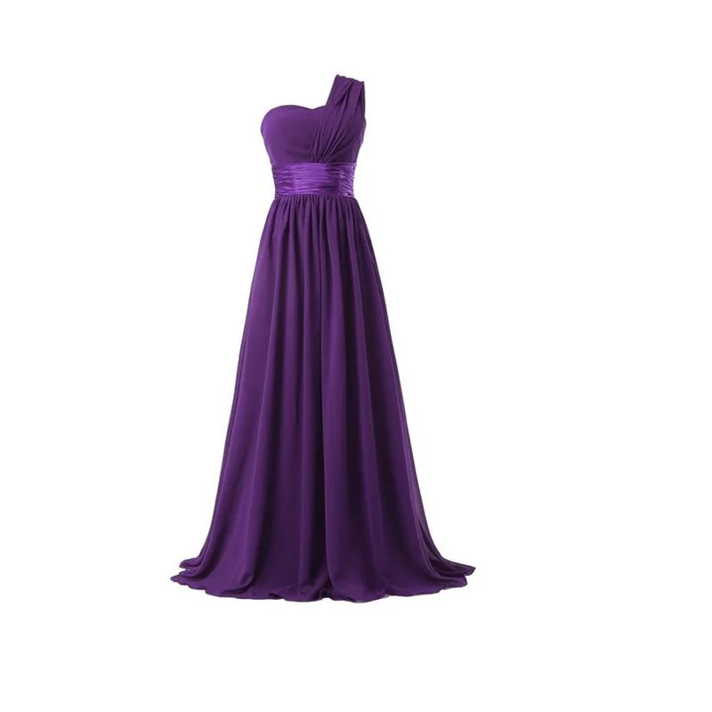 JaneyGao, платья подружек невесты для свадебной вечеринки, элегантное шифоновое платье на одно плечо для женщин, официальное платье длиной до пола, распродажа - Цвет: Фиолетовый