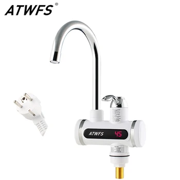 ATWFS Electric Kitchen Water Heater Tap Instant Hot Water Faucet Heater Cold Heating Faucet Tankless Instantaneous Water Heater