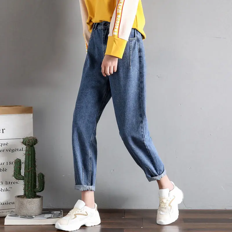 Vintage Plus Size Mom Jeans Casual High Waist Jeans Femme Denim Harem Pants Elastic Streetwear Boyfriend Jeans For Women Q1370 Vintage Plus Size Mom Jeans Casual High Waist Jeans Femme Denim Harem Pants Elastic Streetwear Boyfriend Jeans For Women Q1370