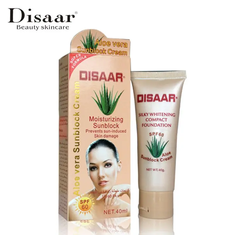 Disaar Aloe vera gel Face Foundation make up sunscreen SPF60 isolate