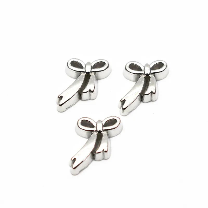 Wholesale 10pcs/lot Metal Silver Silk Ribbon Floating Charms For Living Glass Floating Lockets ...