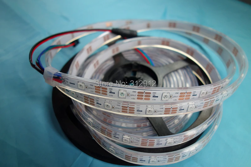 5 м IP68 DC5V WS2812B 150 светодиодов (30 светодиодов/M) LED addresable полный цвет RGB полосы; белый pcb; эпоксидная смола заполнены в трубки