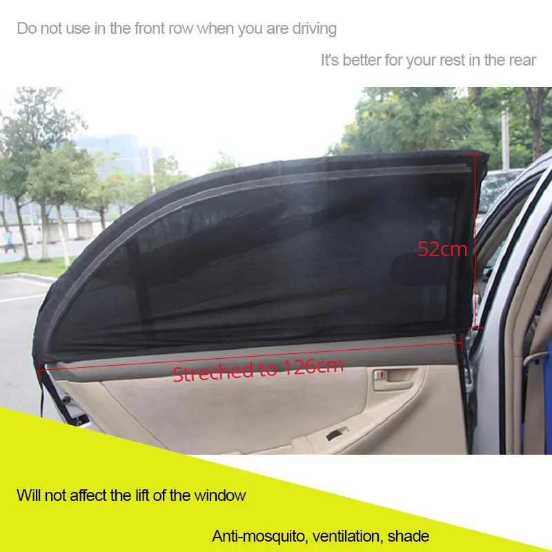 Car Sun Shade Curtain Window Screen Gauze Prevent Mosquito UV Summer Sunshade Child Travel Privacy Mesh Net Auto Accessories