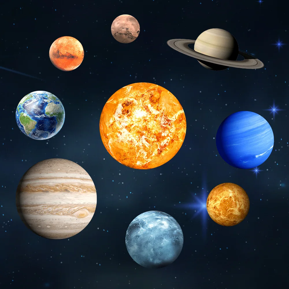 

Nine Planets Solar System Luminous Stick Removable Glow In The Dark Art Wall Stickers for Kid Room Bedroom Ceiling Home Decor