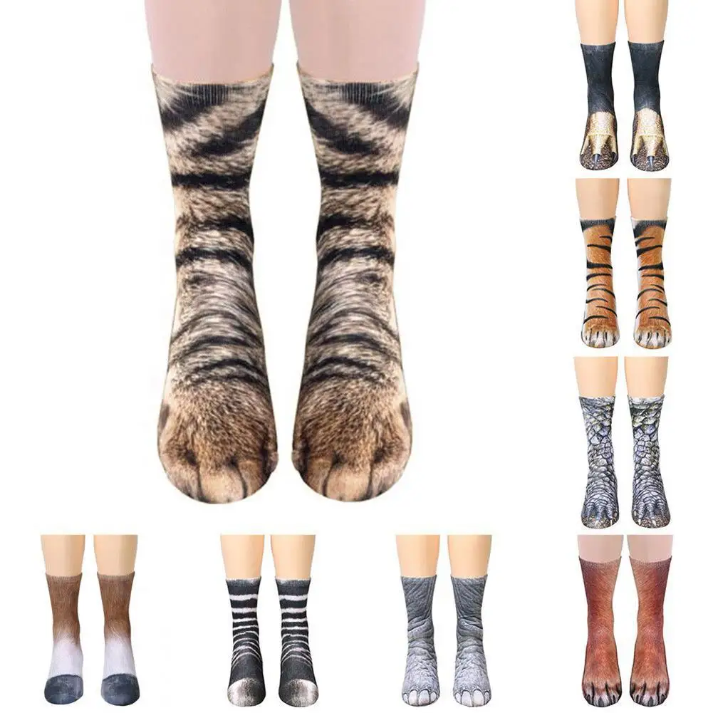 

Funny 3D Animal Foot Claw Hoof Paw Print Adult Kids Elastic Breathable Socks