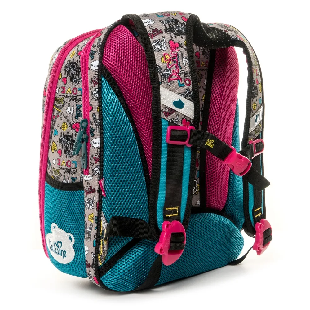 Бренд Delune, 7-104, 1-5 класс, школьные сумки для мальчиков, Большой Вместительный Школьный рюкзак, ортопедический рюкзак с 3D принтом медведя и кота для девочек