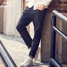 Enjeolon, брендовые весенние качественные длинные брюки, мужские джинсы, хлопковые черные однотонные мужские повседневные джинсы, NZ072