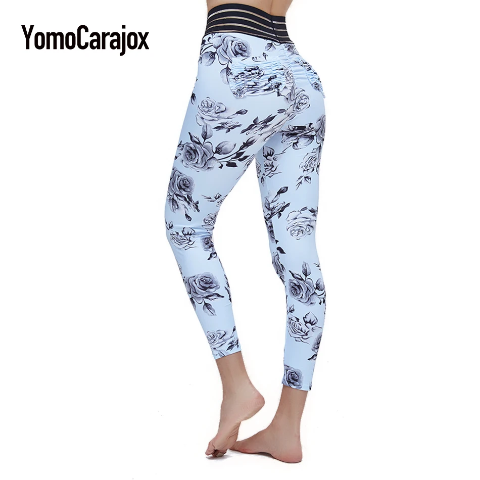 

Leggings Push Up Women Fitness Pants Workout Floral Print Legging Yuga Trousers Fitness Push Up Pants Slim Trousers for Female