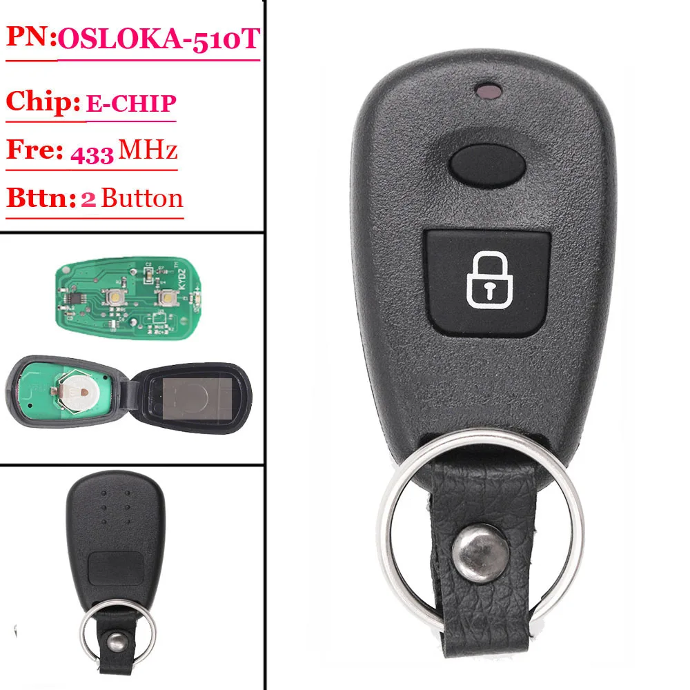 

(1pcs )Replacement 2 Buttons Remote Key Control 433MHZ for Hyundai Old Elantra Santa Fe
