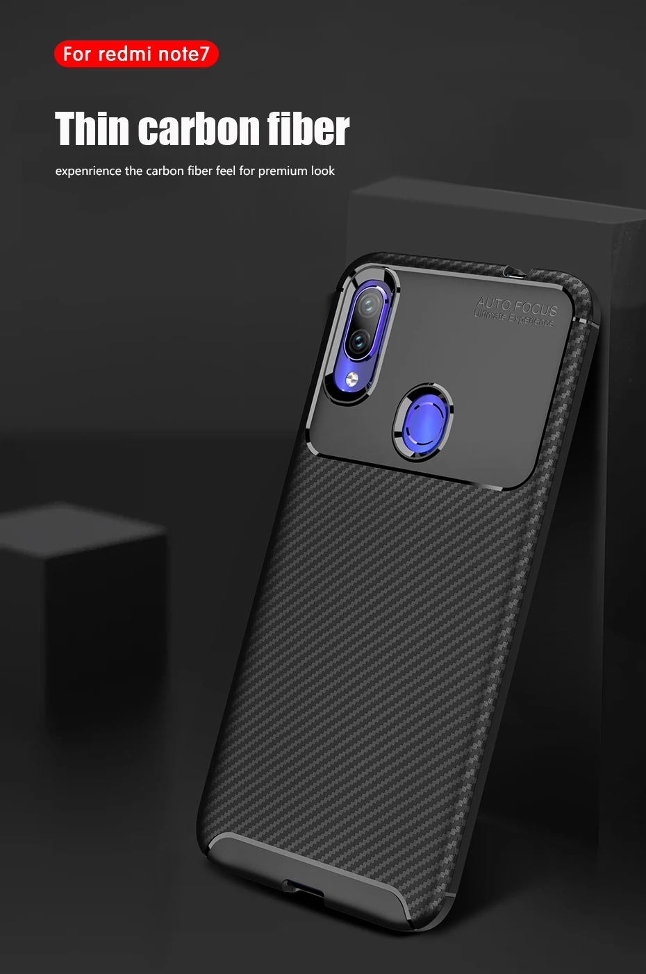 Чехлы для телефонов Xiaomi Redmi Note 7 Чехол из углеродного волокна Мягкий Силиконовый