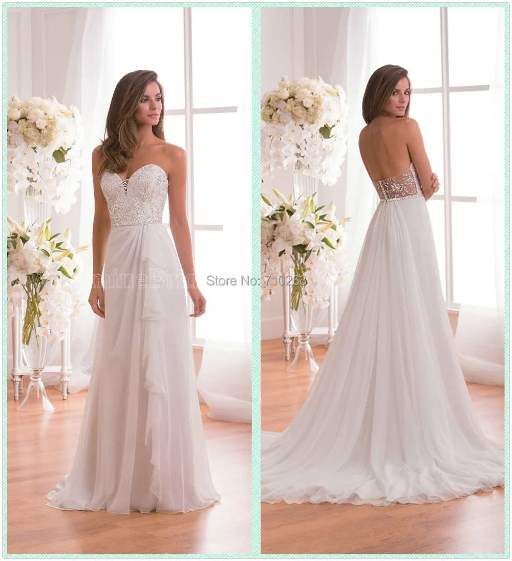 Romantic V Neck 2017 Wedding Dress Sleeveless Low V Back