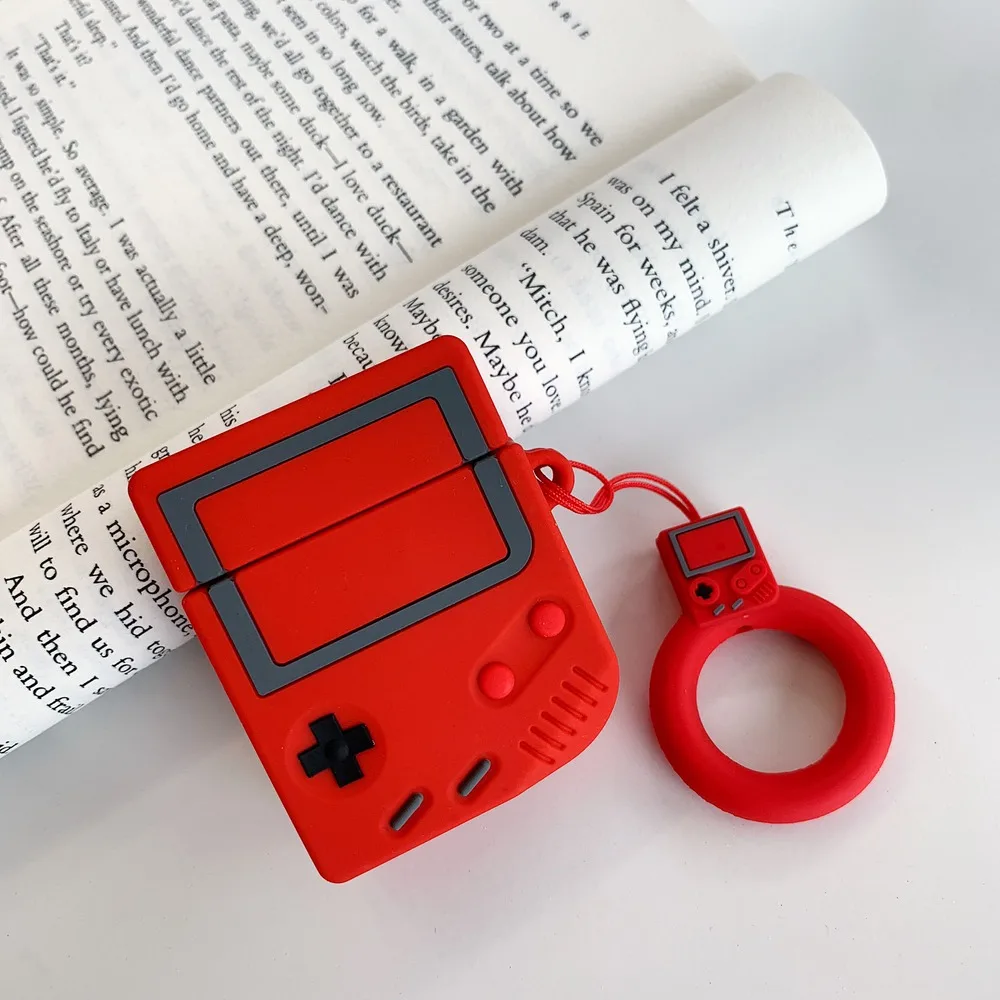 Палец кольцо ремешок беспроводные наушники защитный чехол 3D Ретро Gameboy силиконовые наушники чехол для Apple AirPods 1 2 зарядная коробка