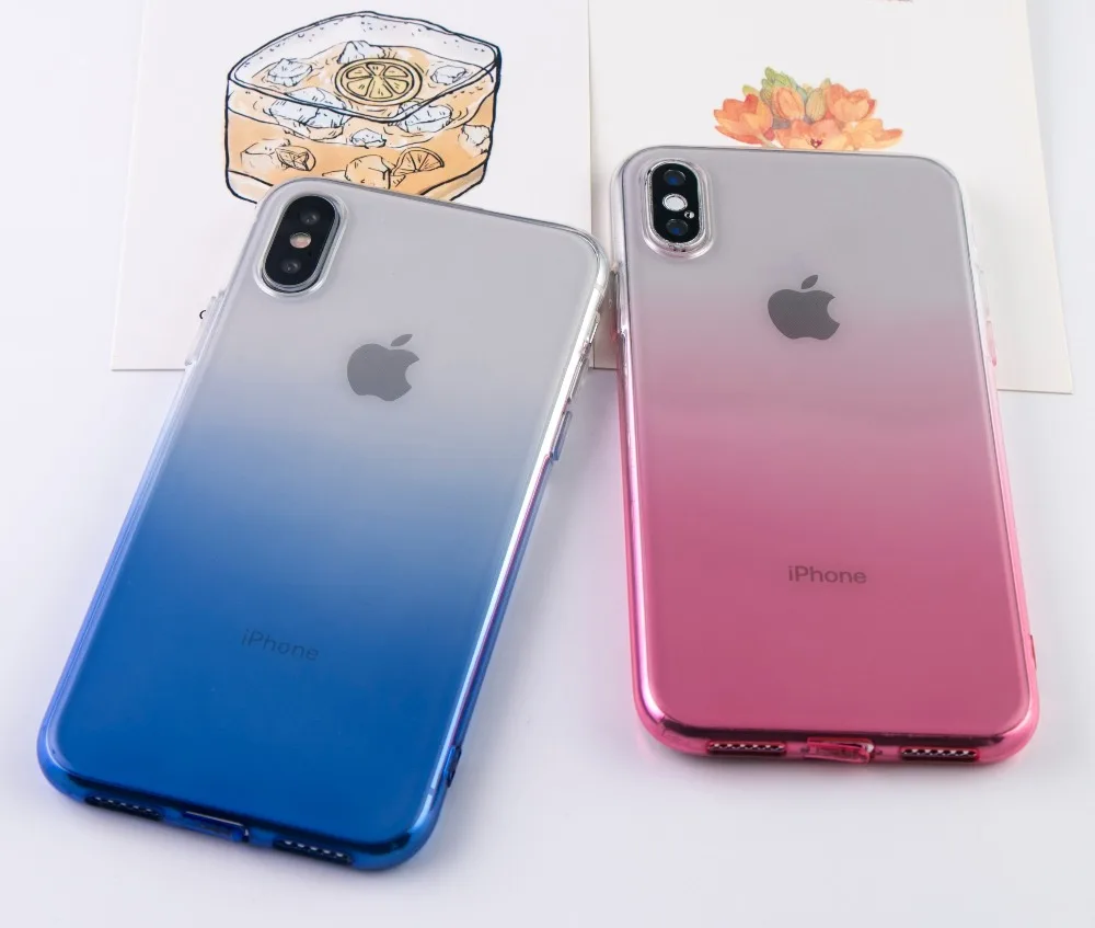 

Cases for iPhone 6s 7 8 Pluls X XS MAX XR Soft Silicone New Fitted Case Mobile Phone Covers Gradient Translucent Cell Phone Case