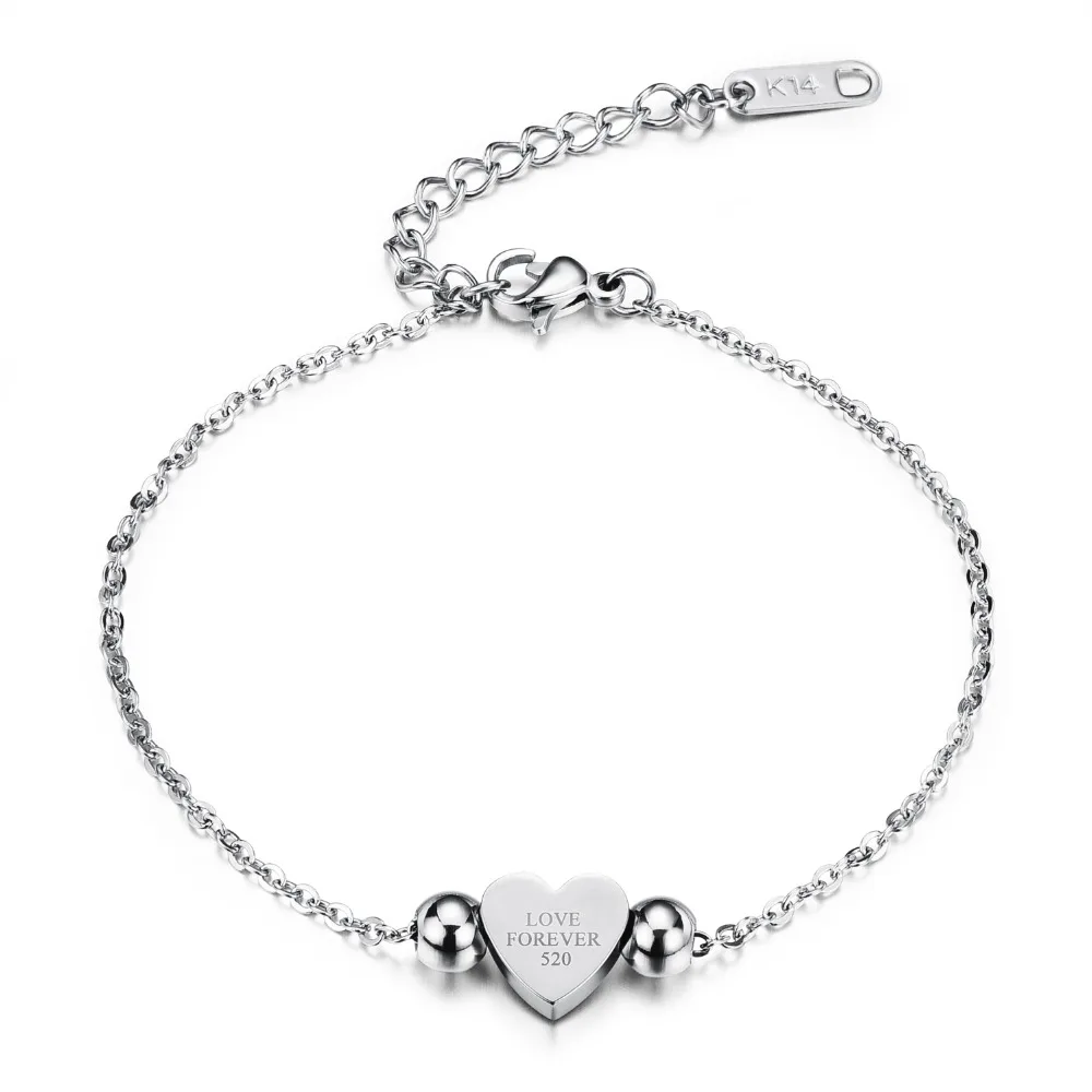 

FATE LOVE Personalized Fashion Jewelry Stainless Steel Heart Style Girl Wristlet Bracelet Bangles for Women