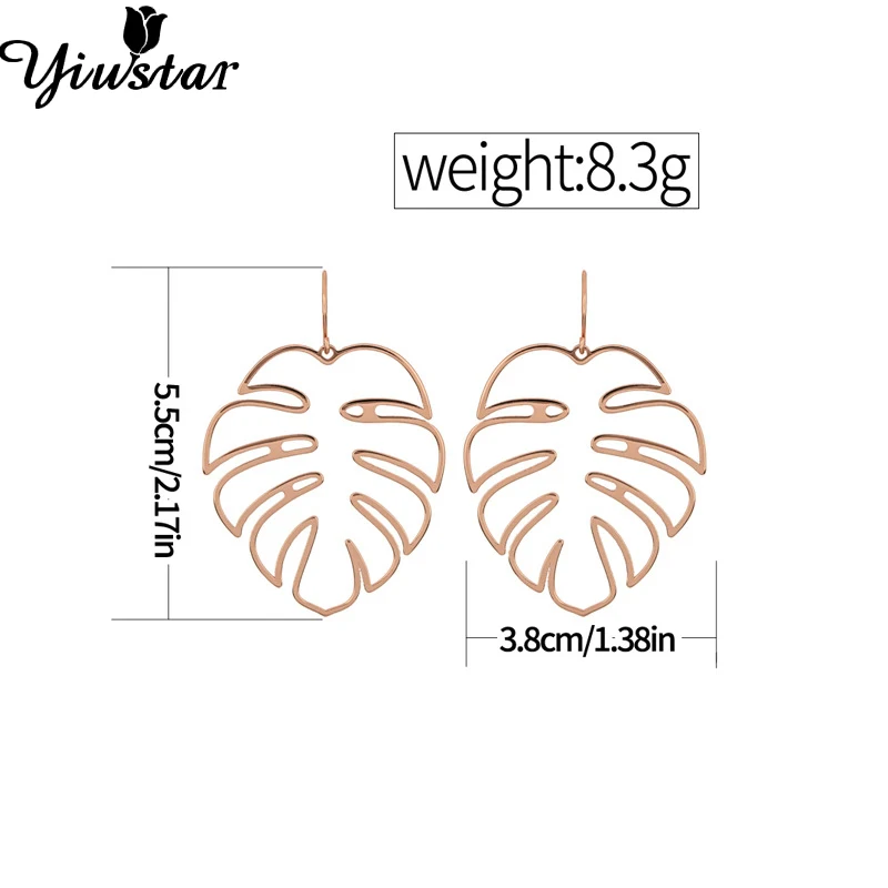 Yiustar богемные полые серьги в виде листьев монстеры, висячие серьги-подвески, элегантные Гавайские серьги в виде дерева, подарки для женщин и девочек