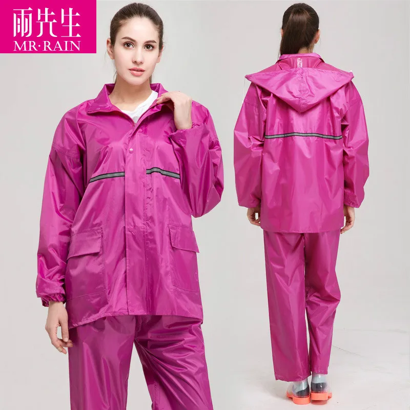 Breathable Polyester Reflective Raincoat Rain Pants Suit Split Rain