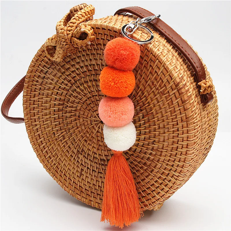 1 шт. в богемном стиле, помпон с бахромой, брелоки с помпонами, сумки с кисточками, помпоны для сумок для женщин, подарок, ювелирные изделия ручной работы - Цвет: orange