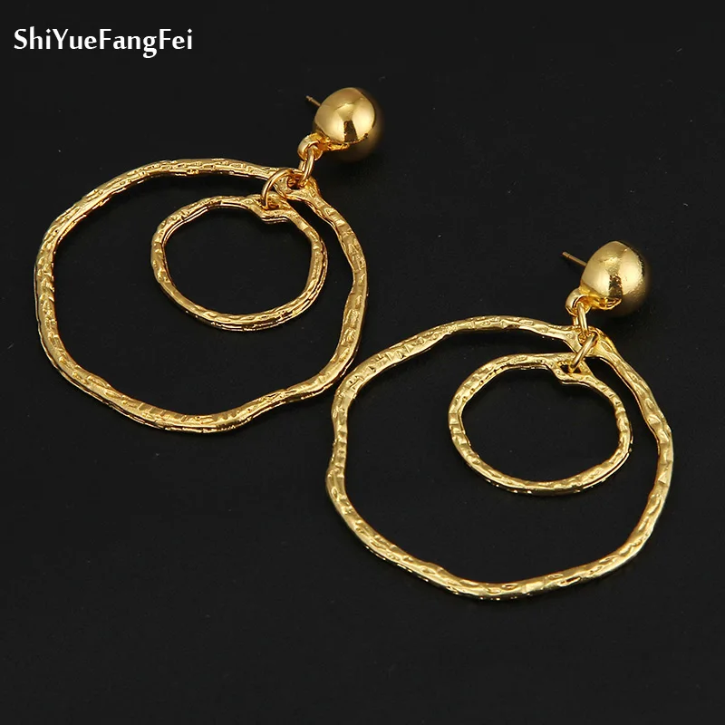 

Big Gold Hoops Earrings Minimalist Thick Tube Round Circle Rings Earrings For Women Zinc Alloy Trendy Hiphop Rock Women Jewlery