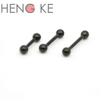 

HENGKE Black Straight Barbell Tongue Bar Rings 316L Surgical Steel Body Piercing Jewelry Ear Stud Nipple Tragus 6mm 8mm 10mm