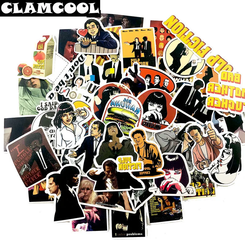 

50Pcs Classic American PC Pulp Fiction Series Sticker For Skateboard Guitar Motorcycle Refrigerator Washing Machine Laptop