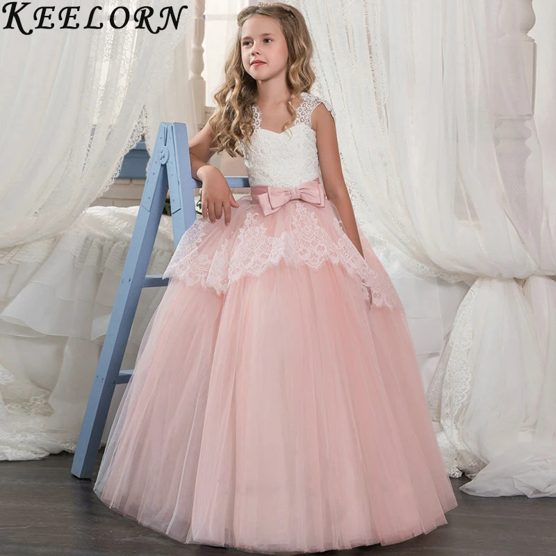 

Keelorn 2019 Girl Dress Mesh Bow Girls clothing Children Wedding Dress Europen Designer Kids Dress for girl Kids Clothes