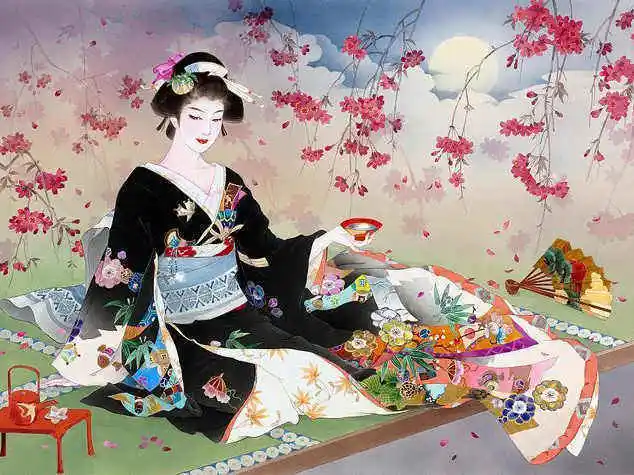 HUACAN DIY алмазная живопись кимоно девушка полная дрель квадратная мозаика Алмазная вышивка, портрет домашний Декор Картина Стразы - Цвет: F4577