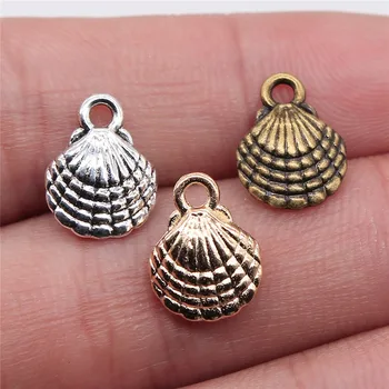 

WYSIWYG 20pcs 13x10mm 3 Colors Double Sided Shell Charms Pendant Jewelry Metal Alloy Jewelry Marking
