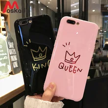 

Moskado Couples Crown Phone Cases For iphone 6 6s Plus Fashion Glossy Letters Soft TPU Back Cover For iphone X 8 7 Plus Cases