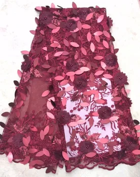 

Latest French Tulle Lace Fabric Sequins Fabric Embroidey Lace Trim African Lace For African Nigerian Party Dress