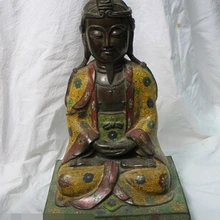 Коллекционные бронзовый S2205 Китайский Бронзовый Перегородчатые Ю. цин юань ши tian зун Будды Основатель даосизма