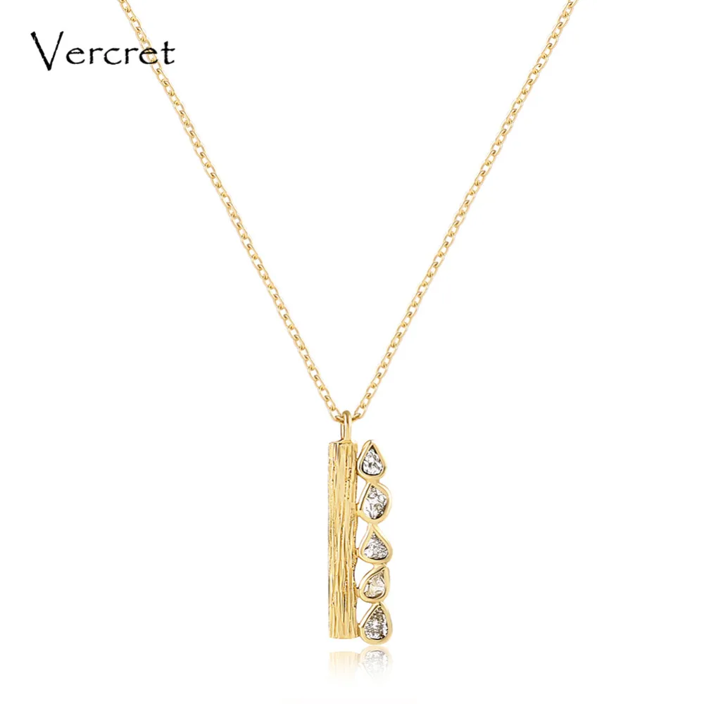 

Vercret delicate 18k gold diamond necklace with 925 sterling silver chain necklace handmade women's jewelry gift sp
