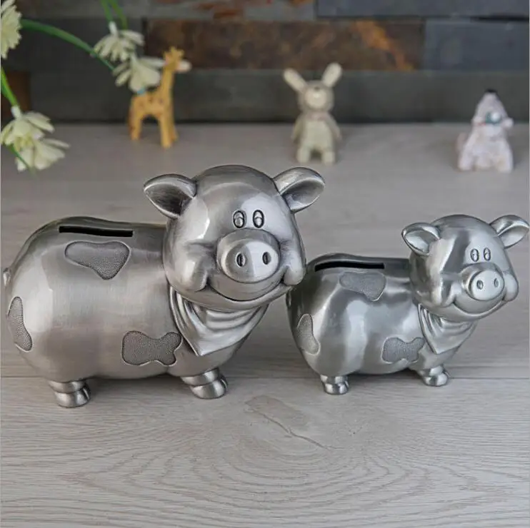 Творческий свинья hape металлический оловянный металл свинья-Копилка в виде свиньи металлический ящик для денег свинка копилка для детский подарок ребенку PB014