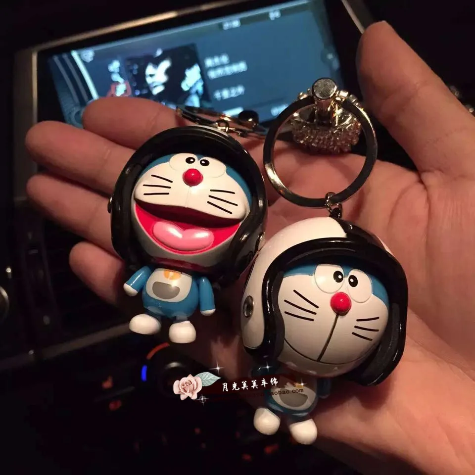 

car pendant art Little Bear Blue Fat Cute Cartoon Leather Cord Key Chain Car Keyboard Couple Gift Chain Hanging car gadget